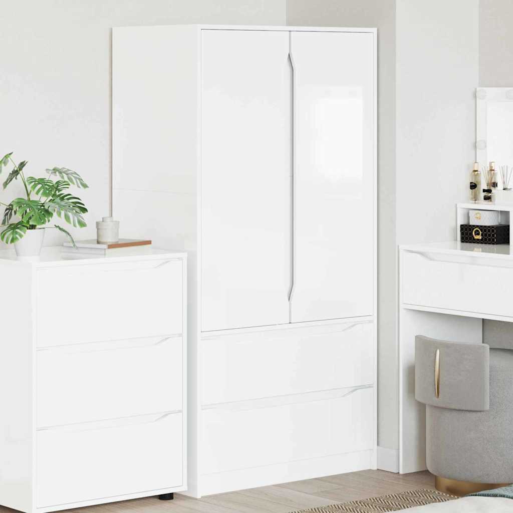 Garderobeskab Højglans Hvid 79,5 x 49 x 156 cm Konstrueret træ
