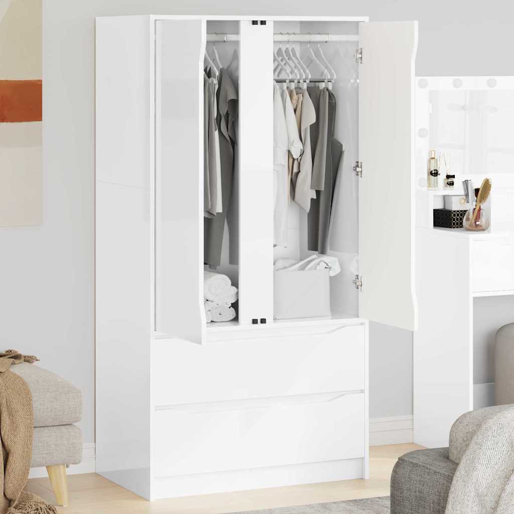 Garderobeskab Højglans Hvid 79,5 x 49 x 156 cm Konstrueret træ
