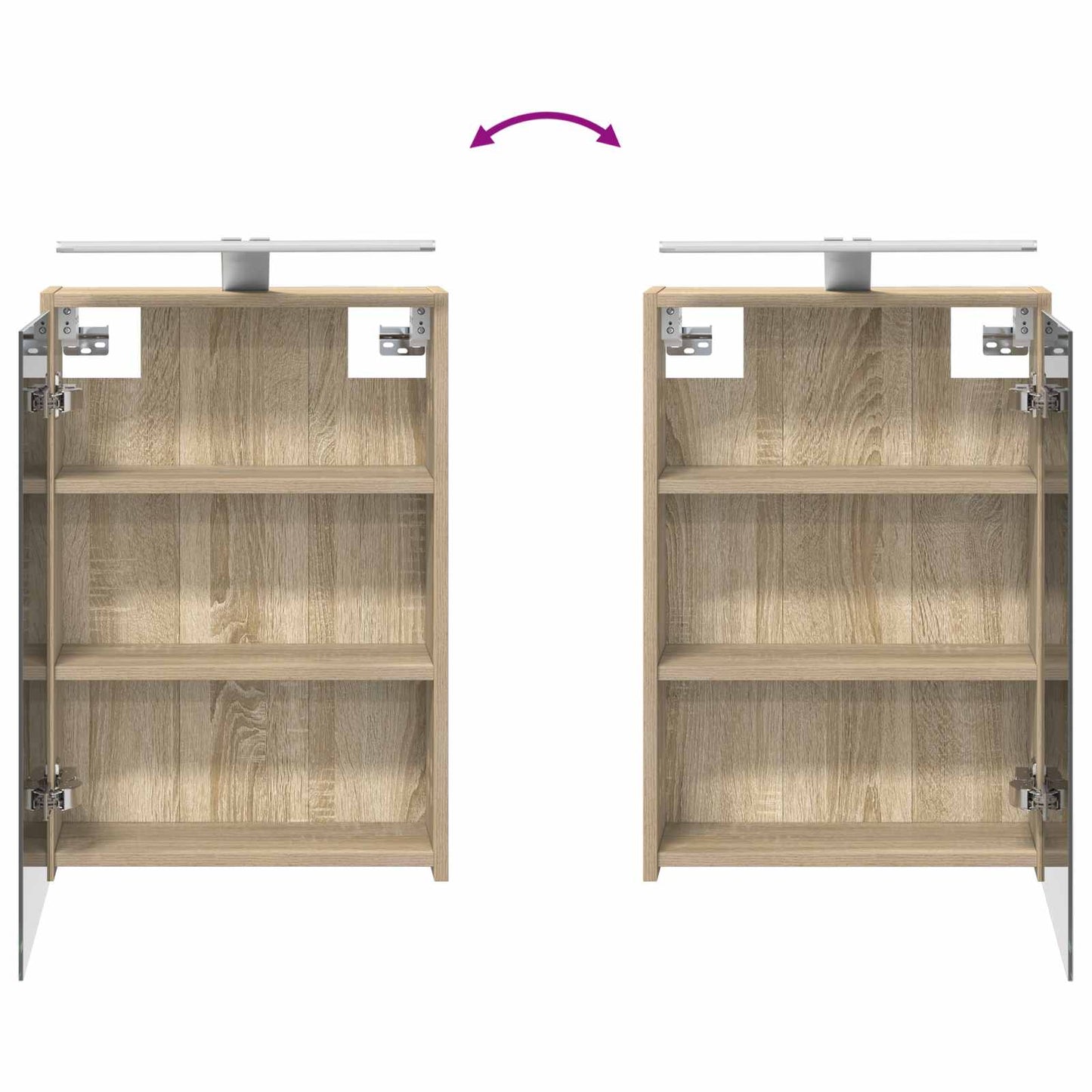Badeværelsesmøbel sæt 4 stk. Sonoma-eg Konstrueret træ og glas