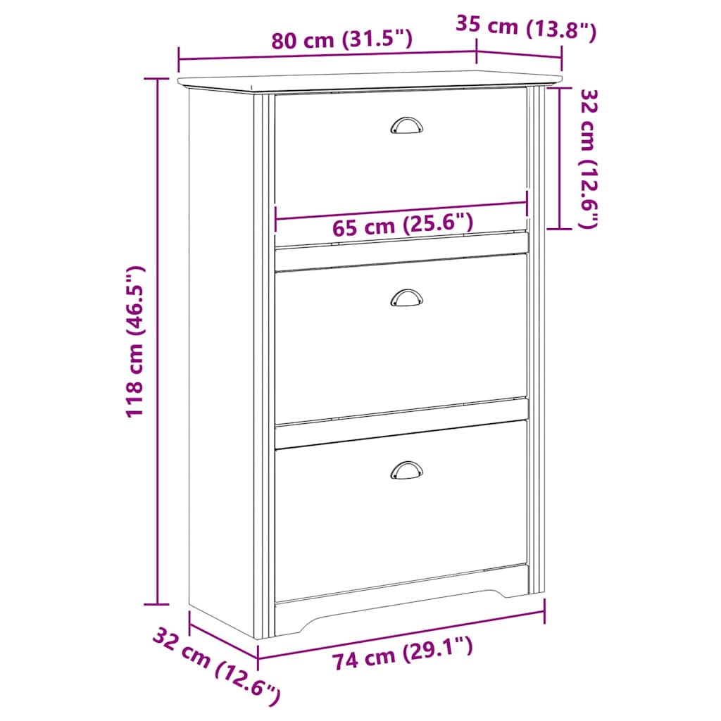 Skostativ BODO Honningbrun 80 x 35 x 118 cm Konstrueret træ