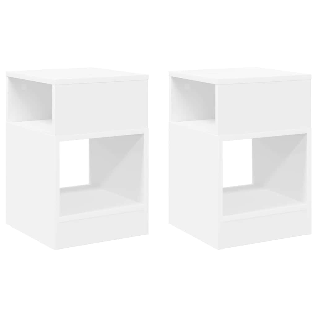 Endebord 2 stk. Hvid 30,5 x 30 x 45 cm Konstrueret træ