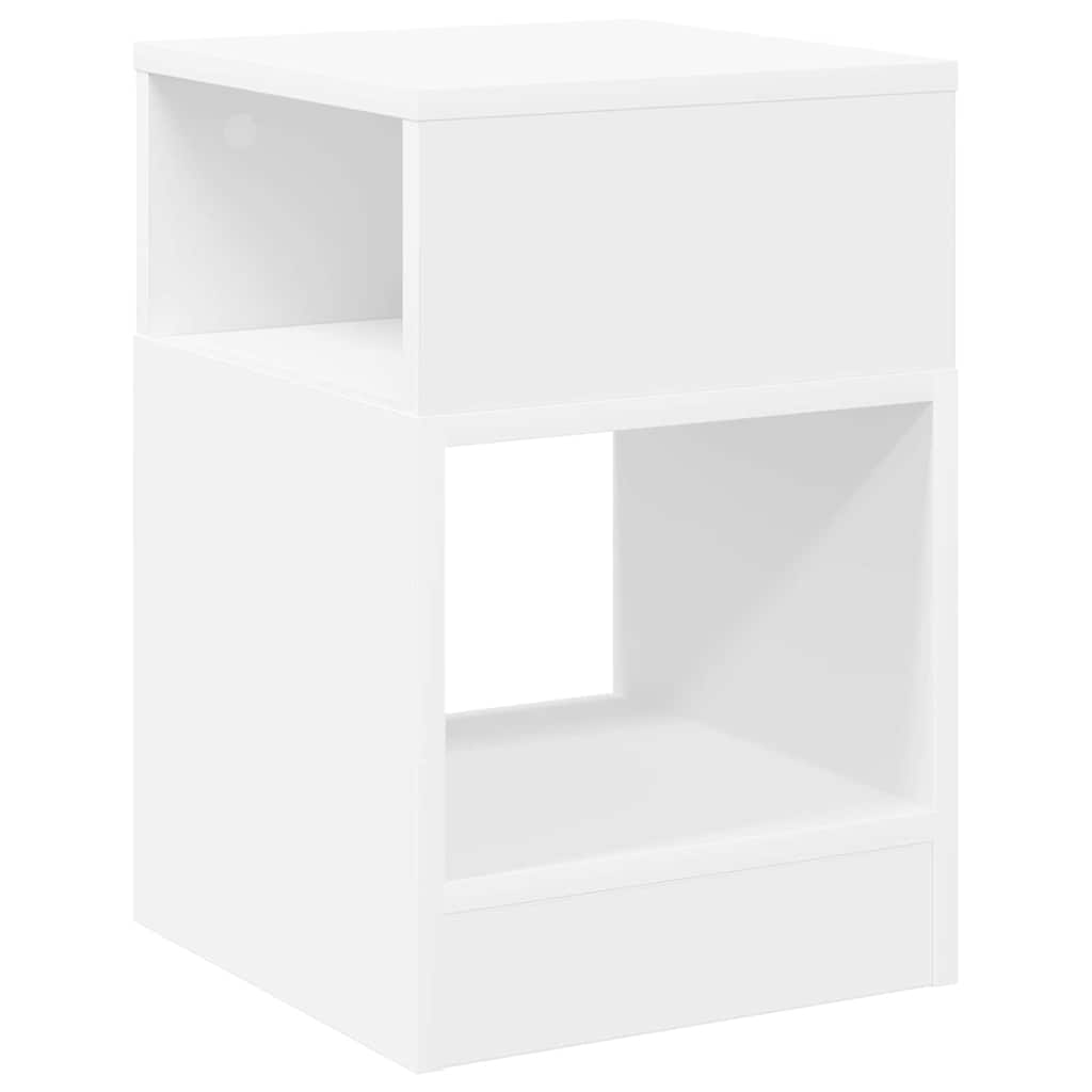 Endebord 2 stk. Hvid 30,5 x 30 x 45 cm Konstrueret træ