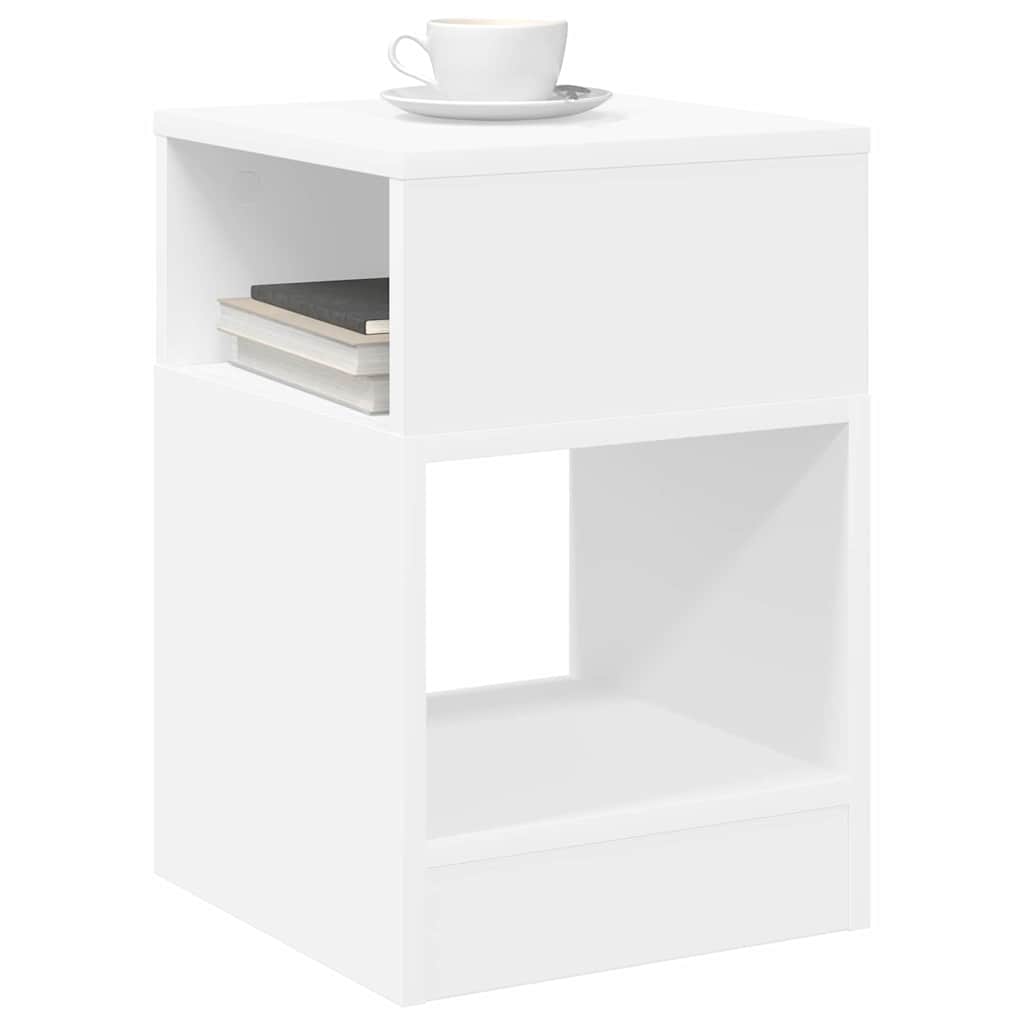 Endebord 2 stk. Hvid 30,5 x 30 x 45 cm Konstrueret træ
