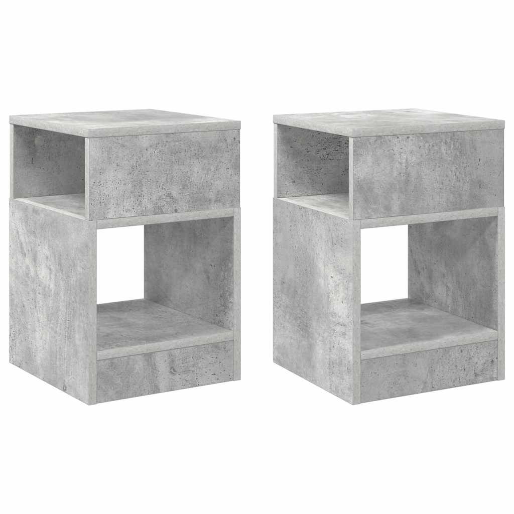 Endebord 2 pcs Beton Grå 30,5 x 30 x 45 cm Konstrueret træ