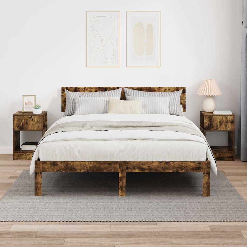Endebord 2 stk. Røget eg 30,5 x 30 x 45 cm Konstrueret træ