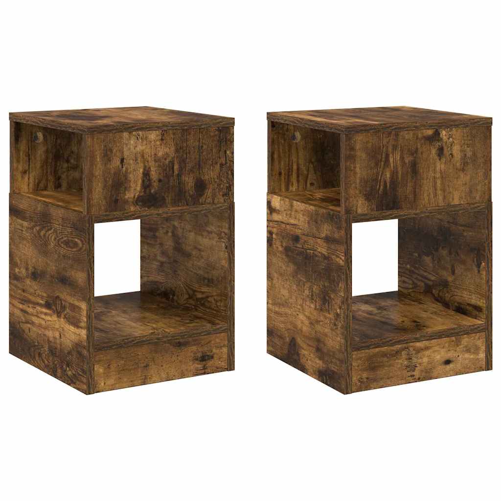 Endebord 2 stk. Røget eg 30,5 x 30 x 45 cm Konstrueret træ