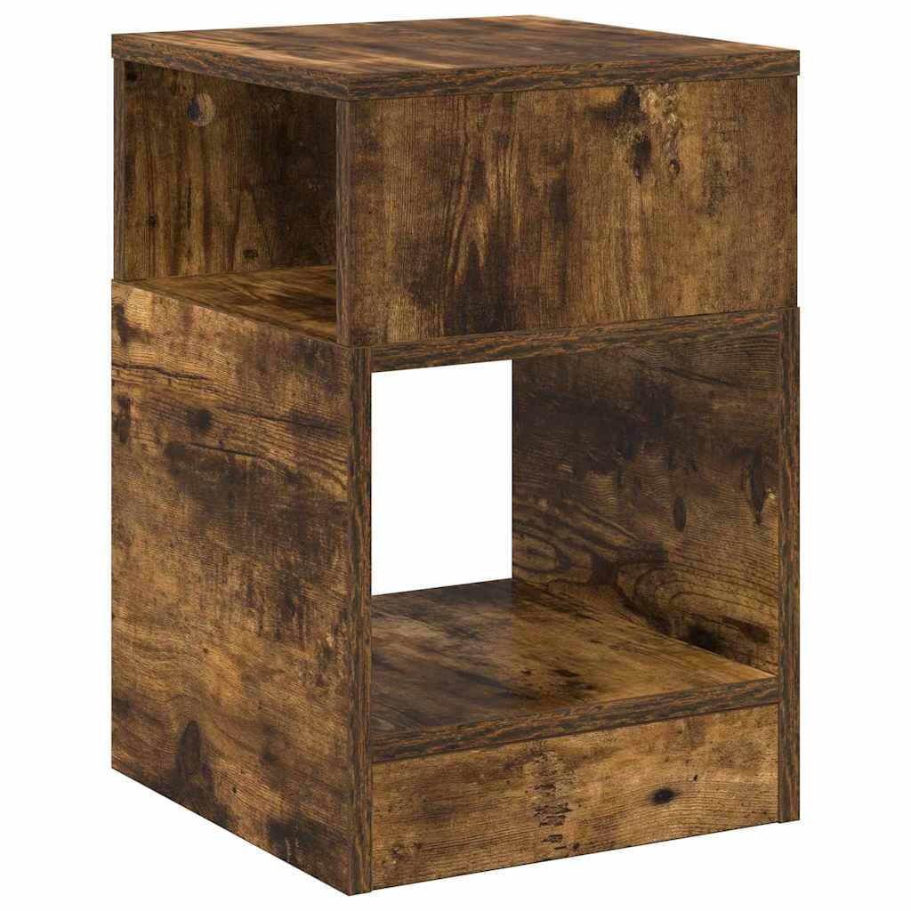 Endebord 2 stk. Røget eg 30,5 x 30 x 45 cm Konstrueret træ