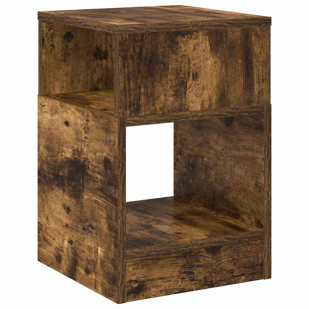 Endebord 2 stk. Røget eg 30,5 x 30 x 45 cm Konstrueret træ