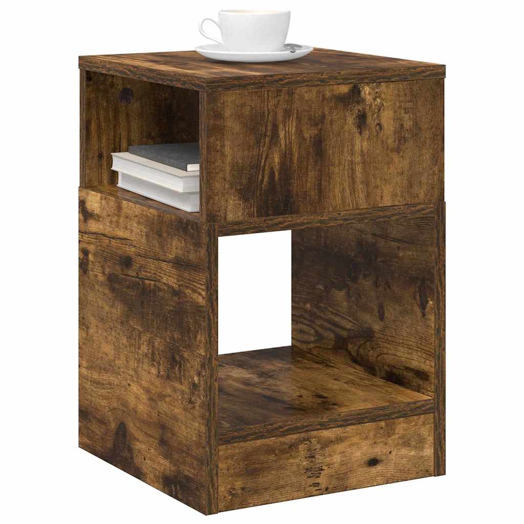 Endebord 2 stk. Røget eg 30,5 x 30 x 45 cm Konstrueret træ