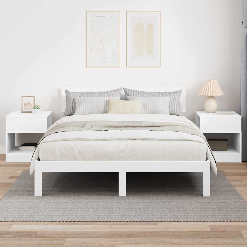 Endebord 2 stk. Hvid 40,5 x 40 x 45 cm Konstrueret træ