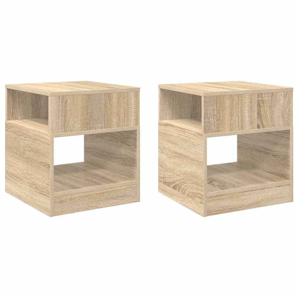 Endebord 2 stk. Sonoma eg 40,5 x 40 x 45 cm Konstrueret træ