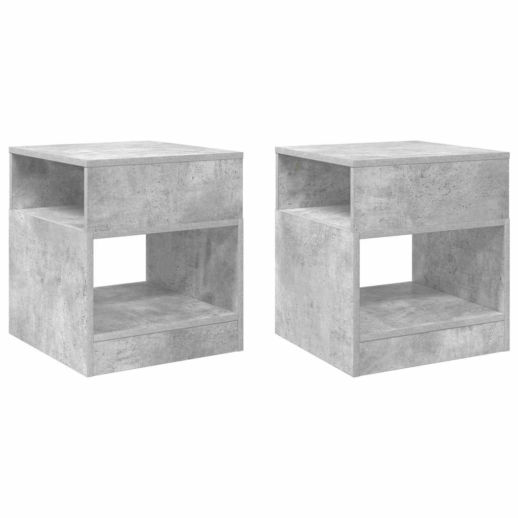 Endebord 2 stk. Beton Grå 40,5 x 40 x 45 cm Konstrueret træ