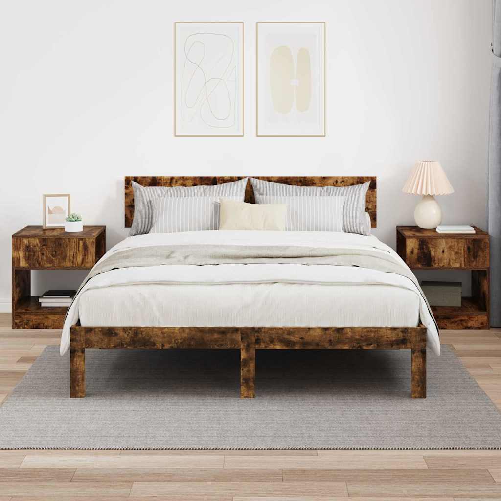 Endebord 2 pcs Røget eg 40,5 x 40 x 45 cm Konstrueret træ
