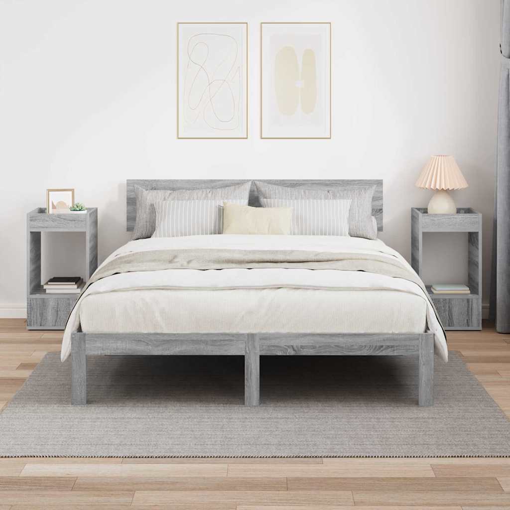 Endebord 2 pcs Grå Sonoma 30 x 30 x 56 cm Konstrueret træ