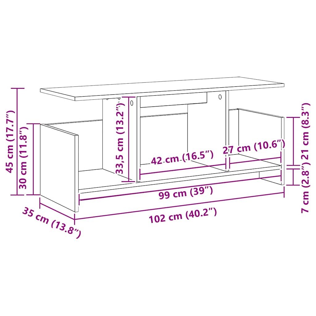 TV-bord Gammelt træ 102 x 35 x 45 cm Konstrueret træ