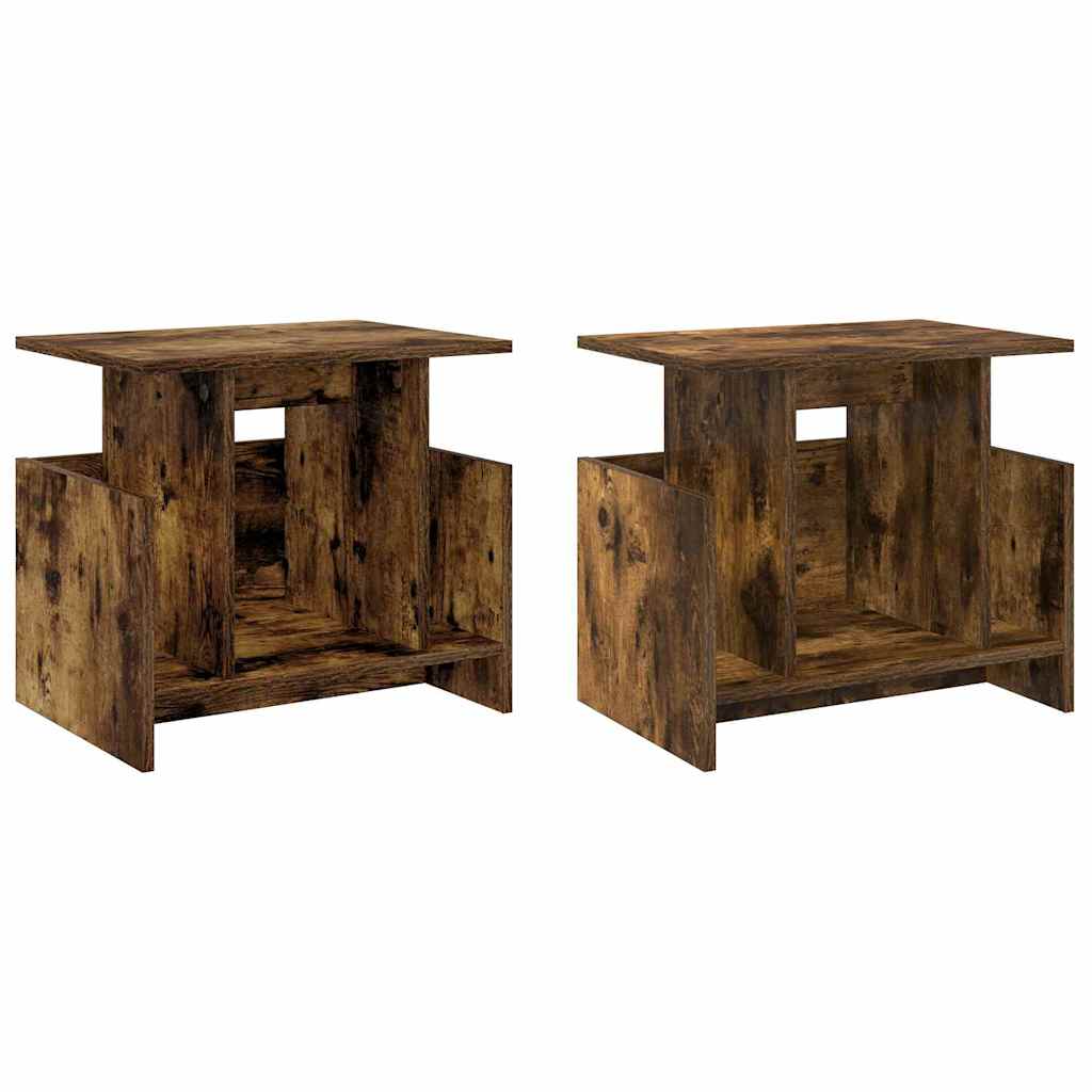 TV-bord 2 pcs Røget eg 50 x 35 x 45 cm Konstrueret træ