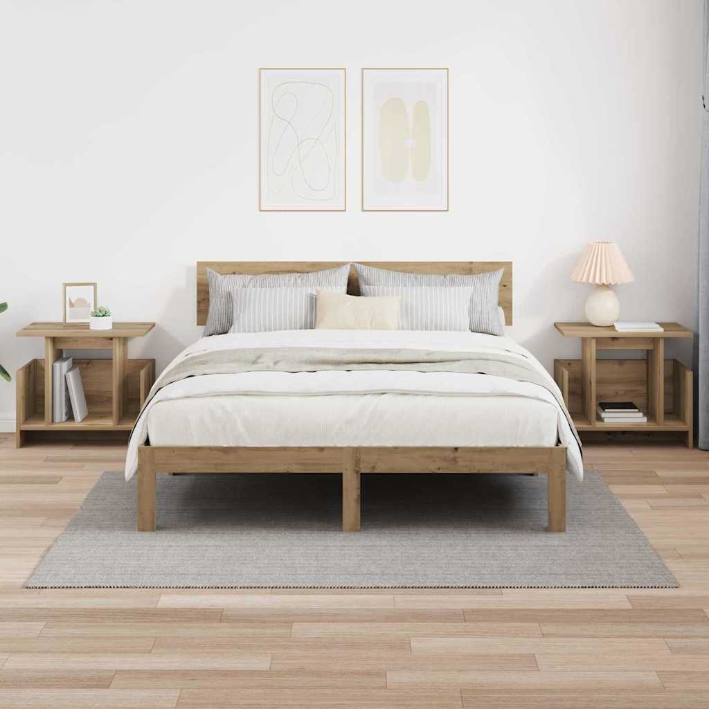 TV-bord 2 pcs Artisan Egetræ 50 x 35 x 45 cm Konstrueret træ