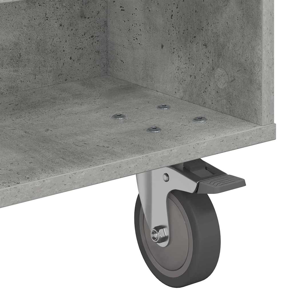 Sidebord med hjul Beton Grå 90 x 50 x 30 cm Konstrueret træ