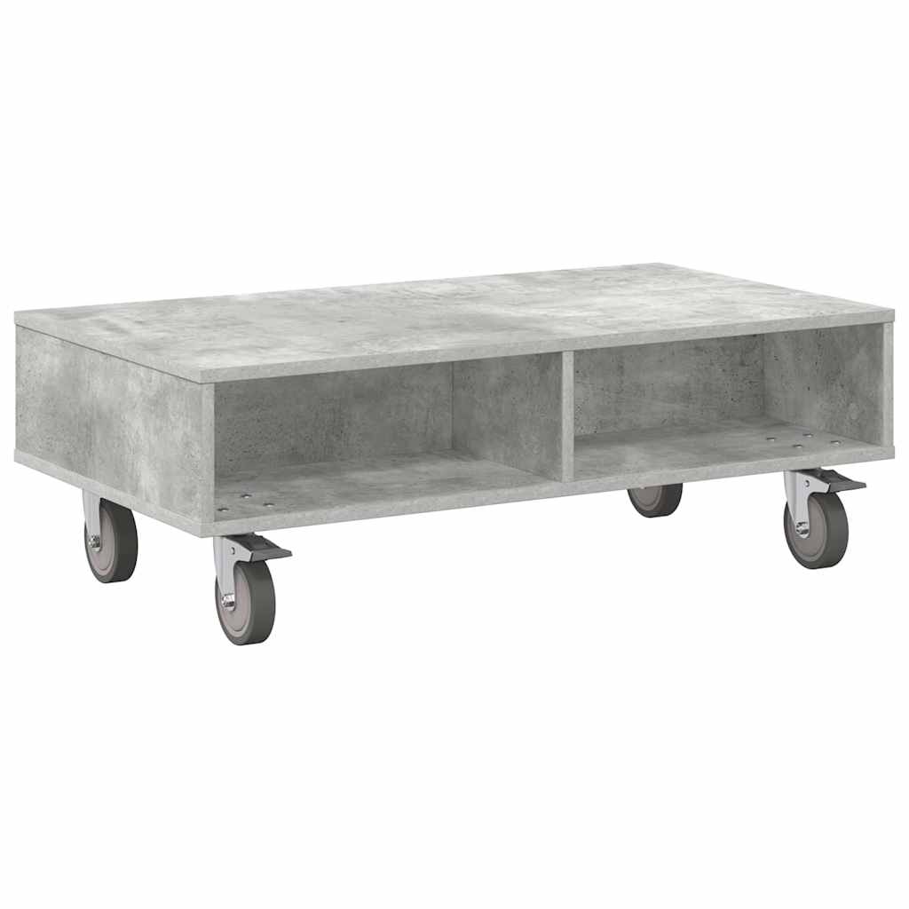 Sidebord med hjul Beton Grå 90 x 50 x 30 cm Konstrueret træ
