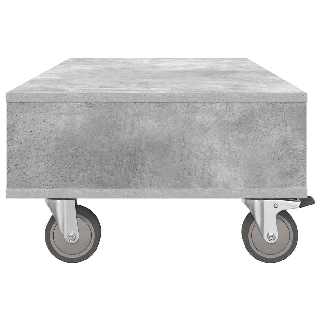 Sidebord med hjul Beton Grå 90 x 50 x 30 cm Konstrueret træ