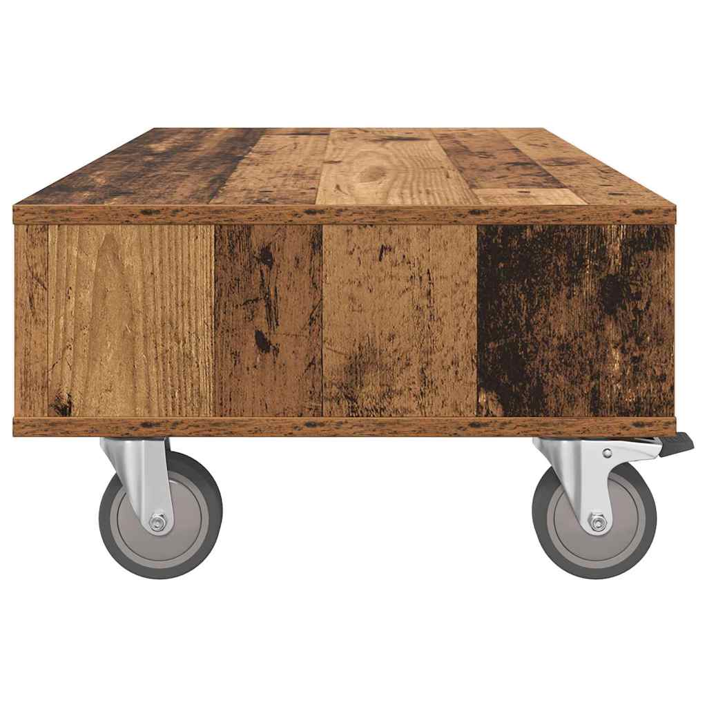 Sidebord med hjul Gammelt træ 90 x 50 x 30 cm Konstrueret træ
