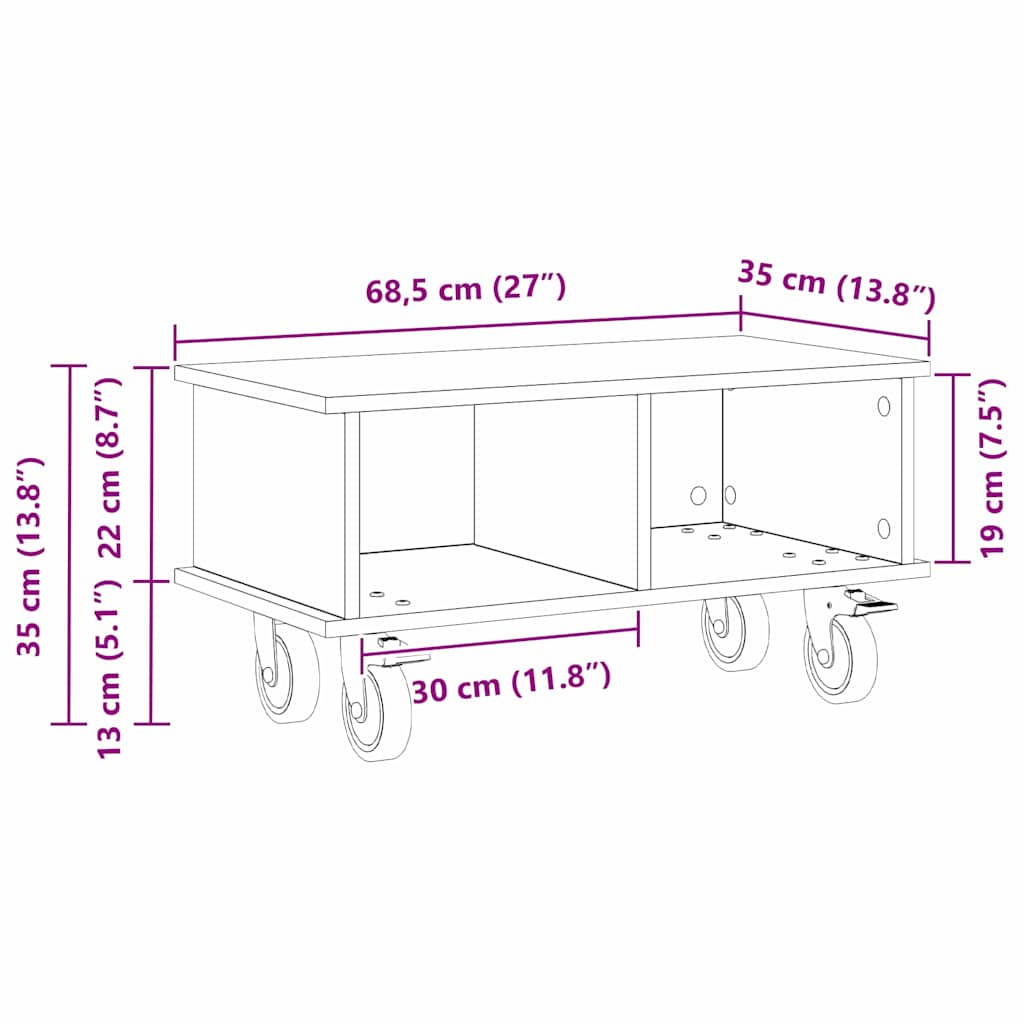 TV-bord Gammelt træ 68,5 x 35 x 35 cm Konstrueret træ