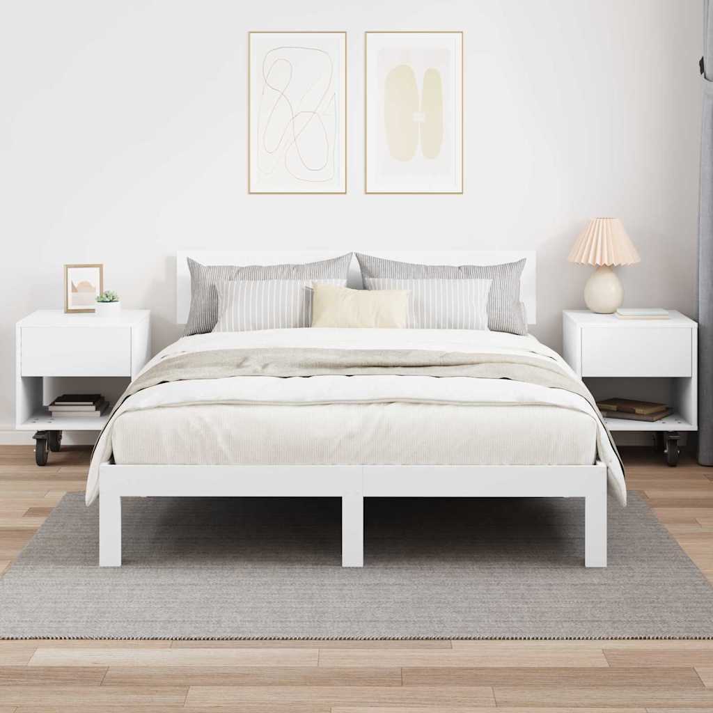 Sengebord 2 pcs Hvid 40,5 x 40 x 48 cm Konstrueret træ