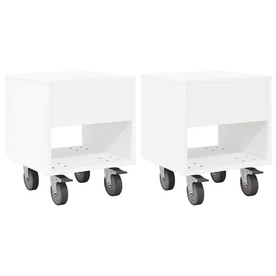 Sengebord 2 pcs Hvid 40,5 x 40 x 48 cm Konstrueret træ