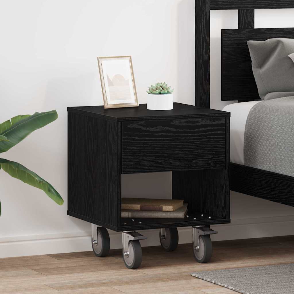 Sengebord 2 pcs Sort eg 40,5 x 40 x 48 cm Konstrueret træ