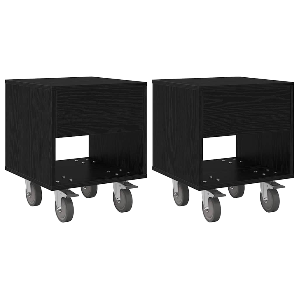 Sengebord 2 pcs Sort eg 40,5 x 40 x 48 cm Konstrueret træ