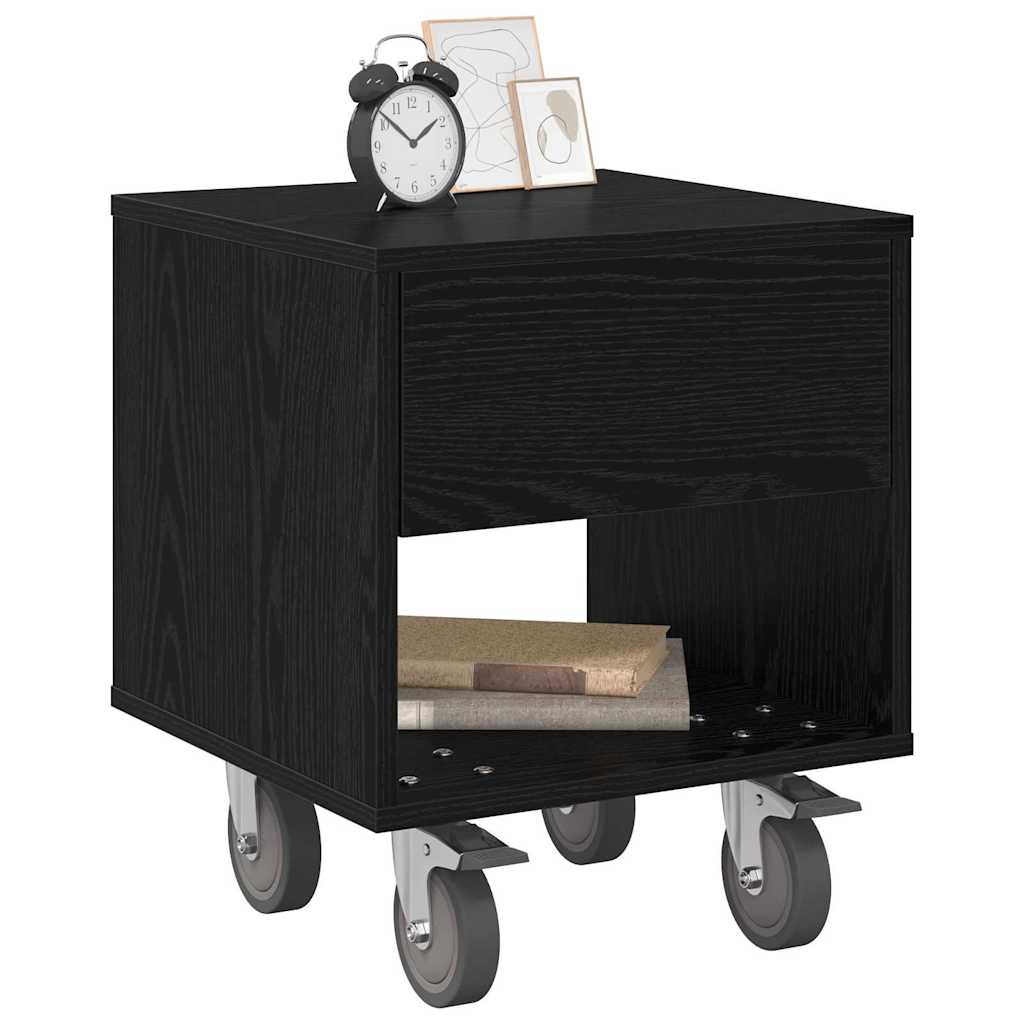 Sengebord 2 pcs Sort eg 40,5 x 40 x 48 cm Konstrueret træ