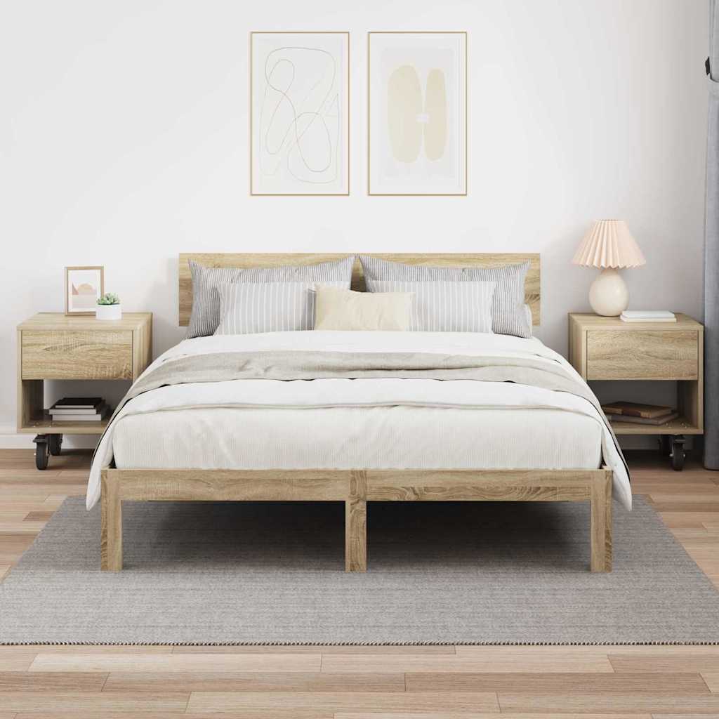 Sengebord 2 pcs Sonoma eg 40,5 x 40 x 48 cm Konstrueret træ