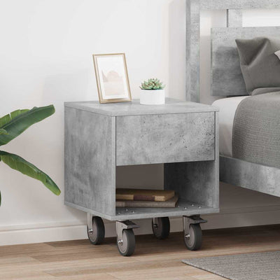 Sengebord 2 pcs Beton Grå 40,5 x 40 x 48 cm Konstrueret træ