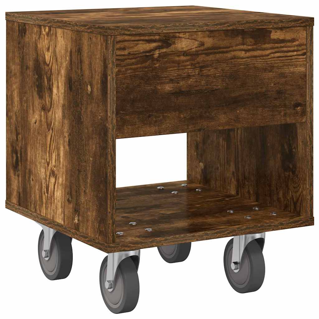 Sengebord 2 pcs Røget eg 40,5 x 40 x 48 cm Konstrueret træ