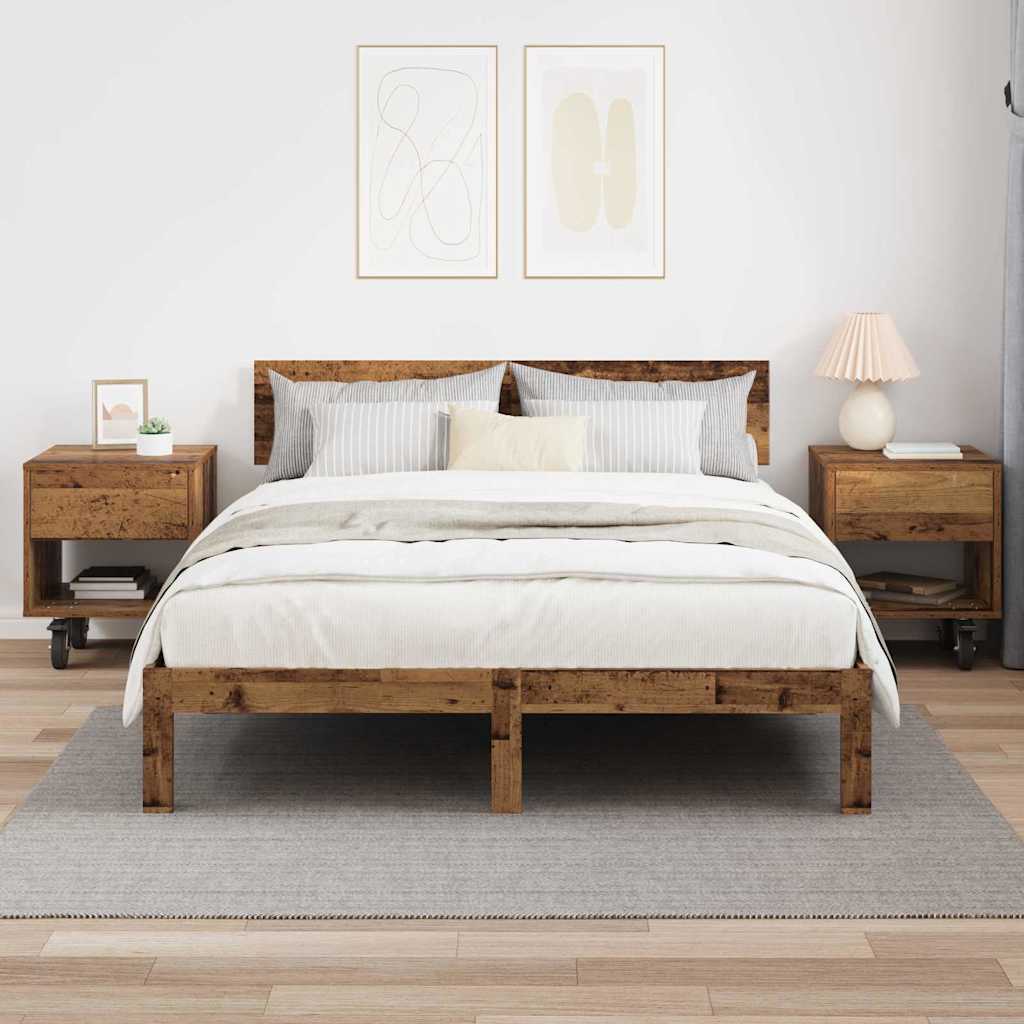 Sengebord 2 pcs Gammelt træ 40,5 x 40 x 48 cm Konstrueret træ