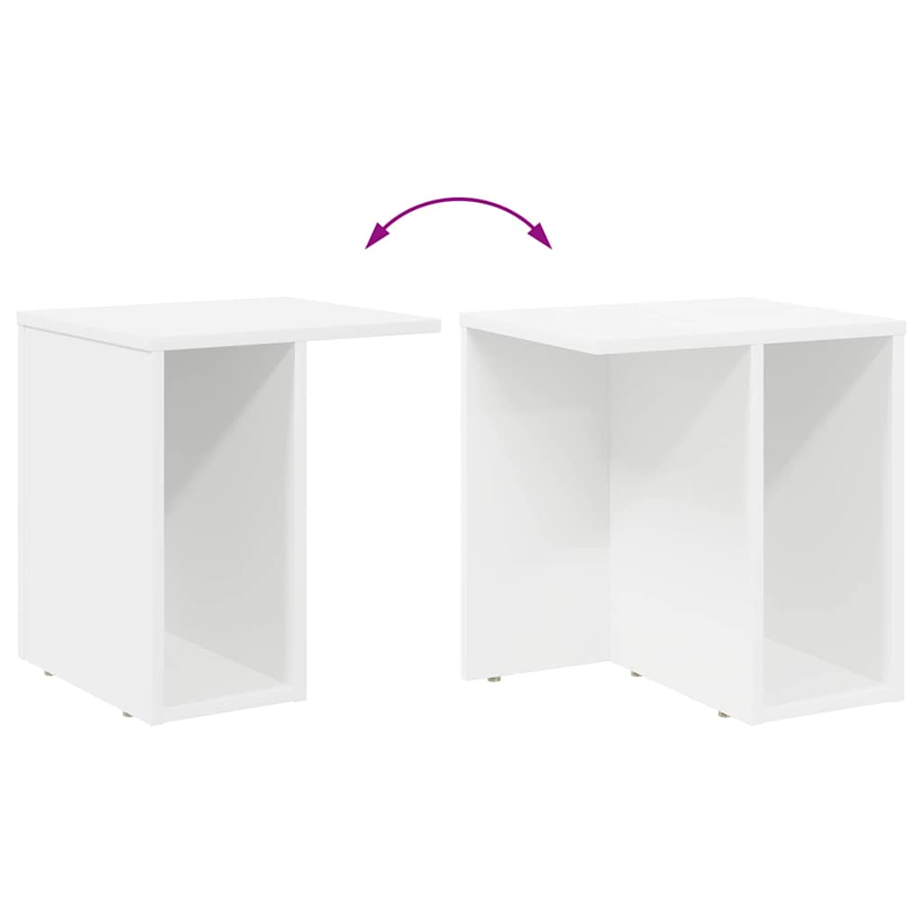 Endebord 2 pcs Hvid 37 x 32 x 40 cm Konstrueret træ