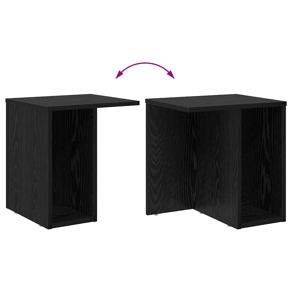 Endebord 2 pcs Sort eg 37 x 32 x 40 cm Konstrueret træ