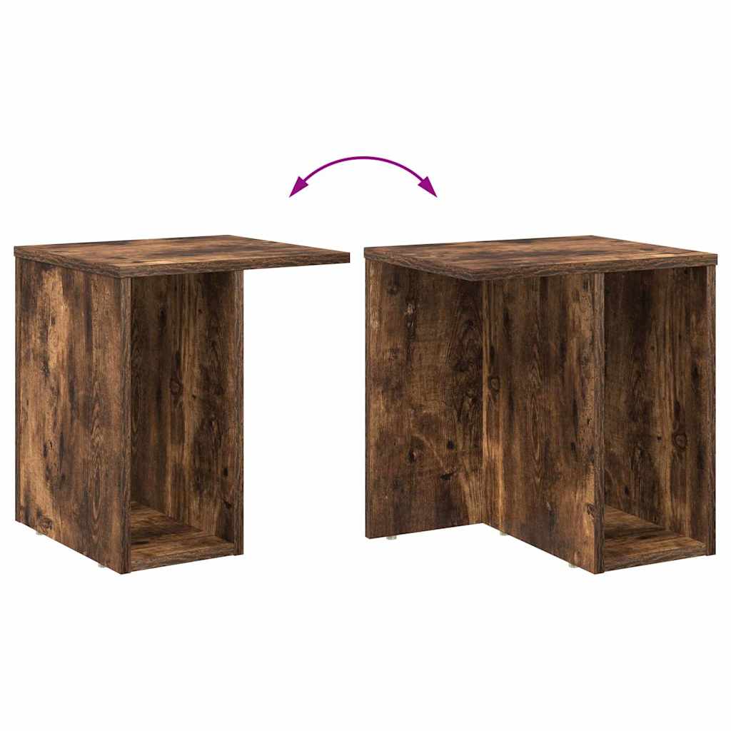Endebord 2 pcs Røget eg 37 x 32 x 40 cm Konstrueret træ