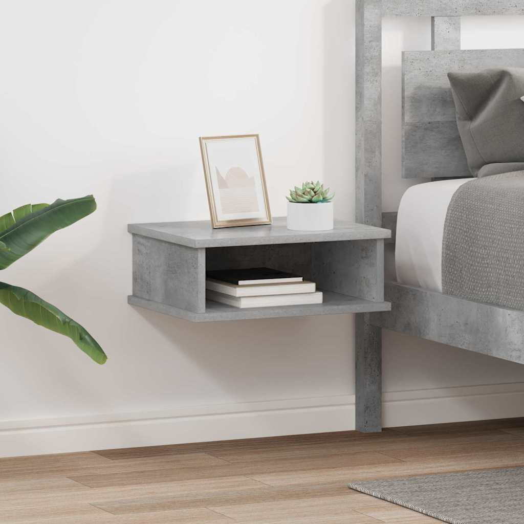 Sengebord 2 pcs Beton Grå 40 x 31 x 15 cm Konstrueret træ billede