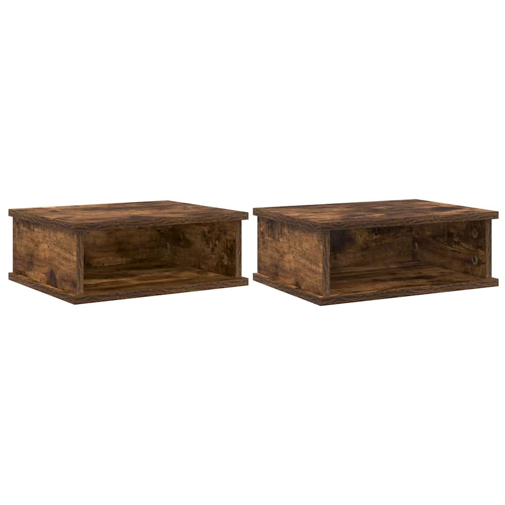 Sengebord 2 pcs Røget eg 40 x 31 x 15 cm Konstrueret træ