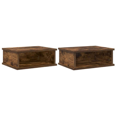 Sengebord 2 pcs Røget eg 40 x 31 x 15 cm Konstrueret træ
