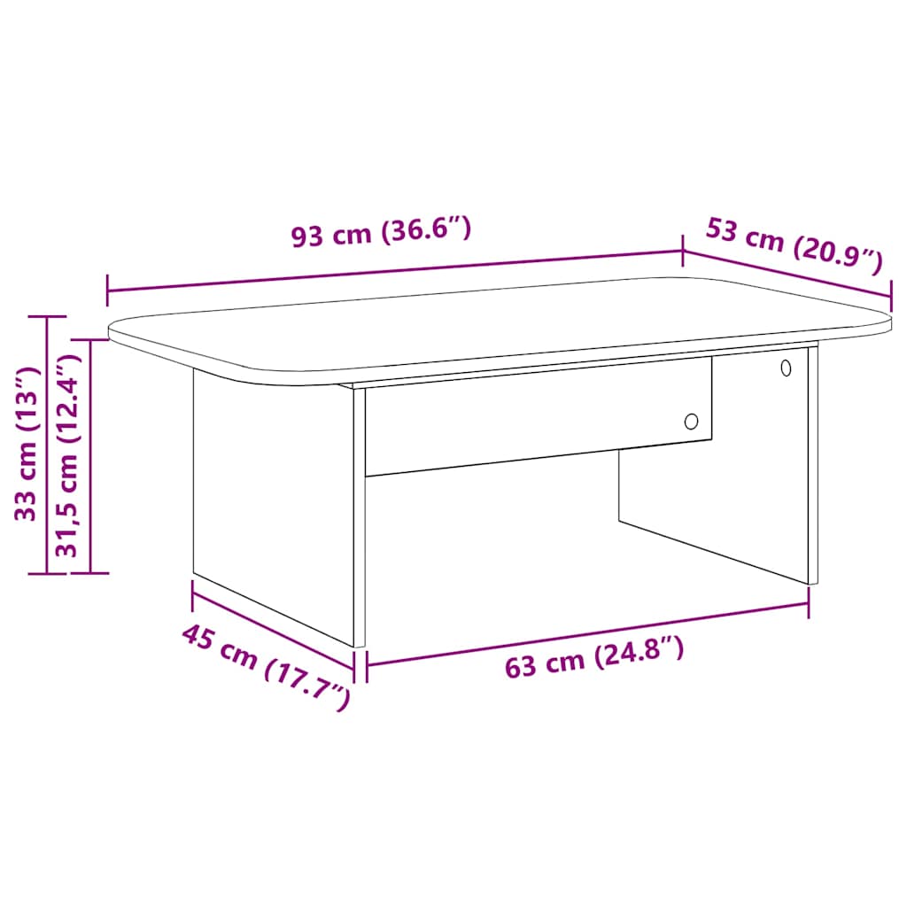 Sofabord Artisan Egetræ 93 x 53 x 33 cm Konstrueret træ