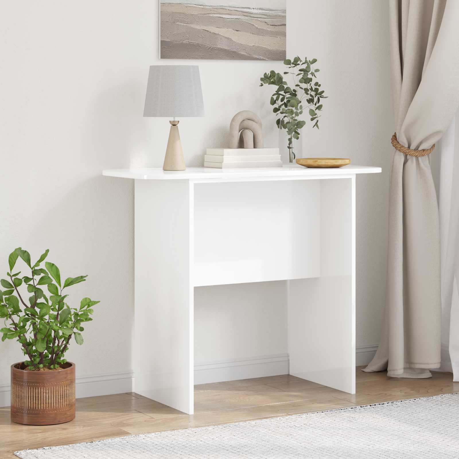 Konsolbord Høj gloss hvid 93 x 40 x 75 cm Konstrueret træ billede