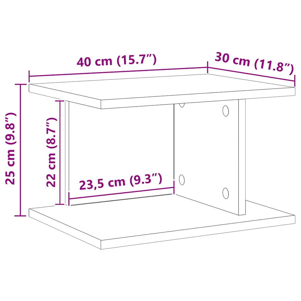 Sengebord Beton Grå 40 x 30 x 25 cm Konstrueret træ