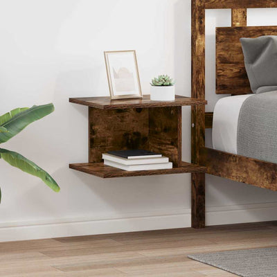 Sengebord 2 pcs Røget eg 40 x 30 x 25 cm Konstrueret træ