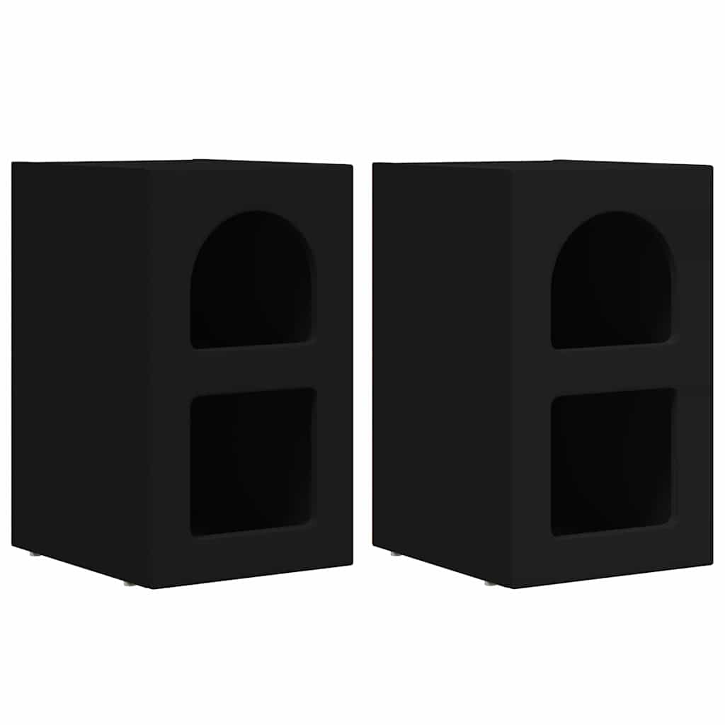 Sengebord 2 pcs Sort 29,5 x 33,5 x 50 cm Konstrueret træ