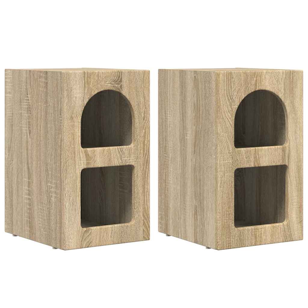 Sengebord 2 pcs Sonoma eg 29,5 x 33,5 x 50 cm Konstrueret træ