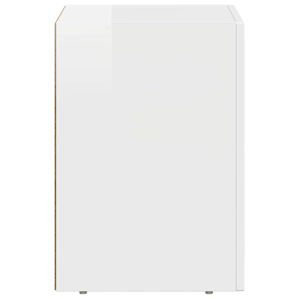 Sengebord Høj gloss hvid 29,5 x 33,5 x 50 cm Konstrueret træ