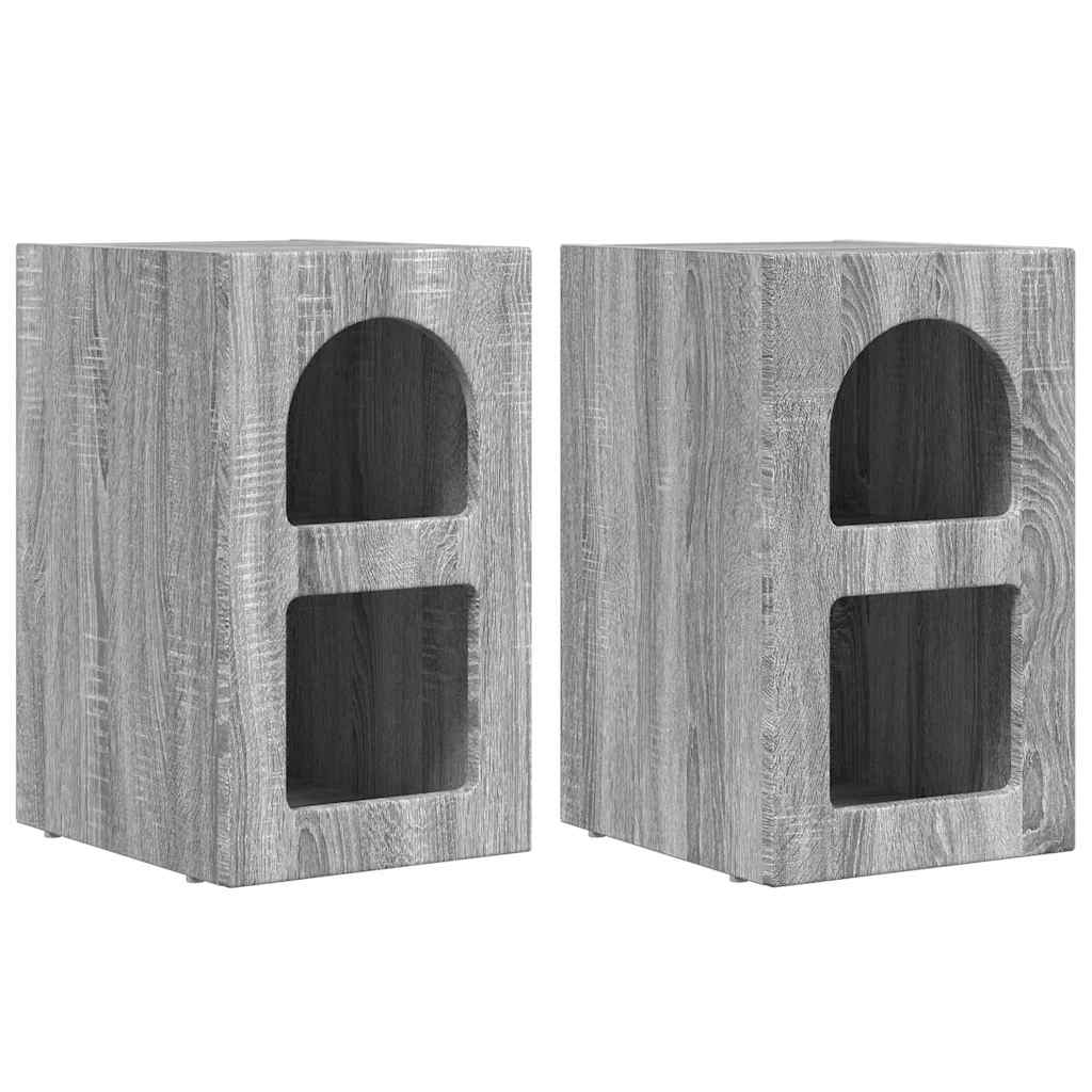 Sengebord 2 pcs Grå Sonoma 29,5 x 33,5 x 50 cm Konstrueret træ