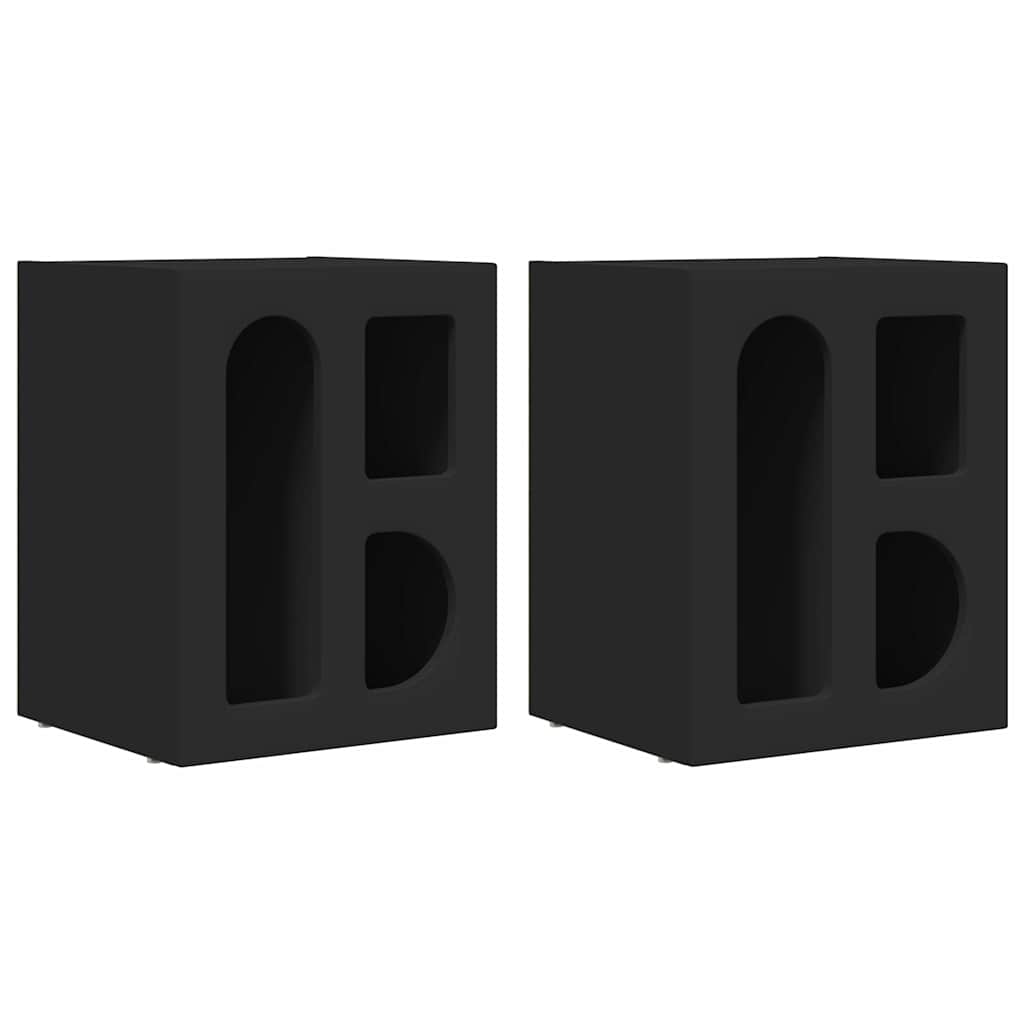 Sengebord 2 pcs Sort 40 x 35 x 50 cm Konstrueret træ